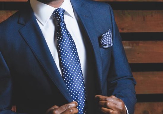 Man wearing blue suit